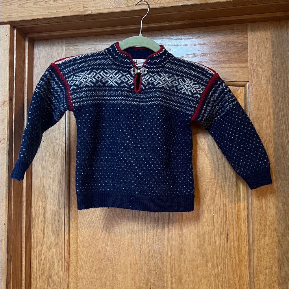 Navy Blue Kids Sweater with Red Accents